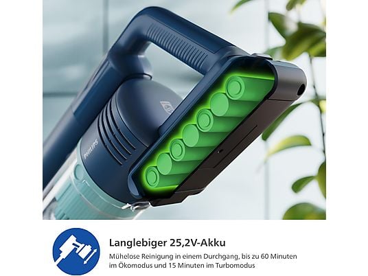 PHILIPS XC5242/10 Flex-it 5000 Series Laufzeit bis zu 60 Min., kabellos, Akkusauger, Stielsauger, Akkubetrieb, 25,2 Volt