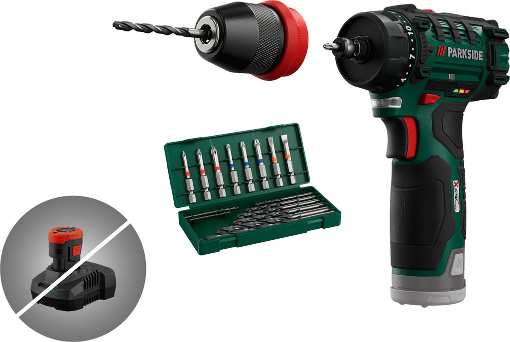 PARKSIDE® 12 V Akku-Bohrschrauber »PBSA 12 D4«, ohne Akku und Ladegerät